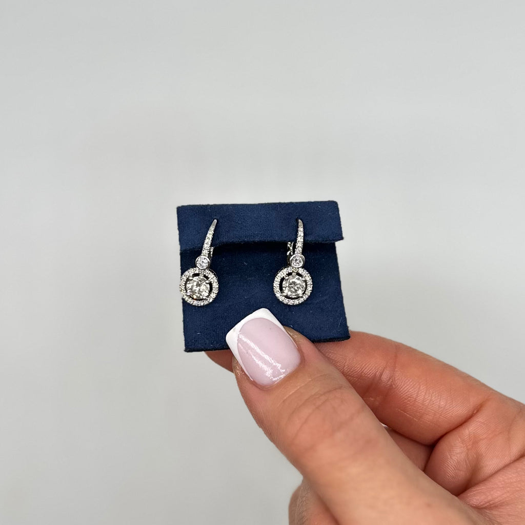 14K White Gold 1.87 CT Diamond Earrings