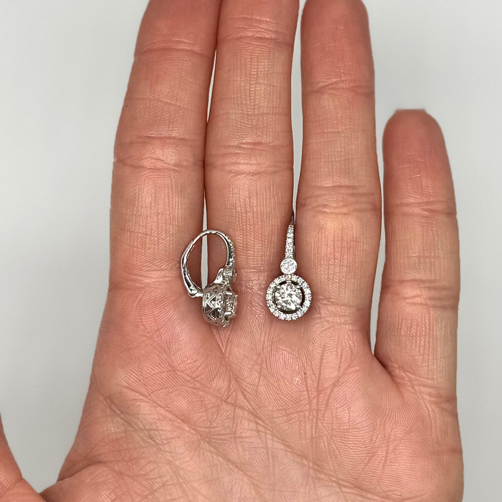 14K White Gold 1.87 CT Diamond Earrings