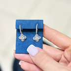 18K White Gold 1.50 Ct Diamond Clover Drop Earrings
