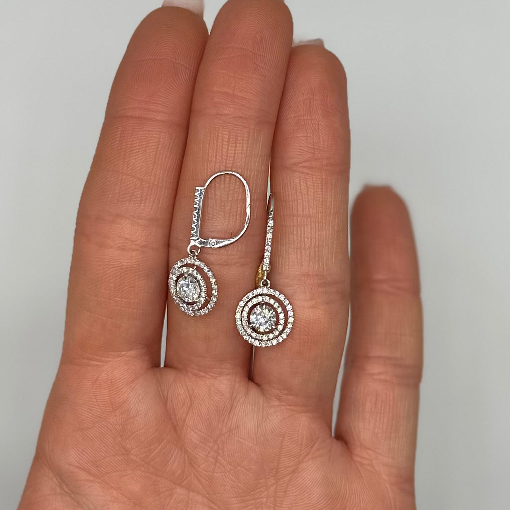 18K White Gold 1.68 Ct Total Diamond Earrings