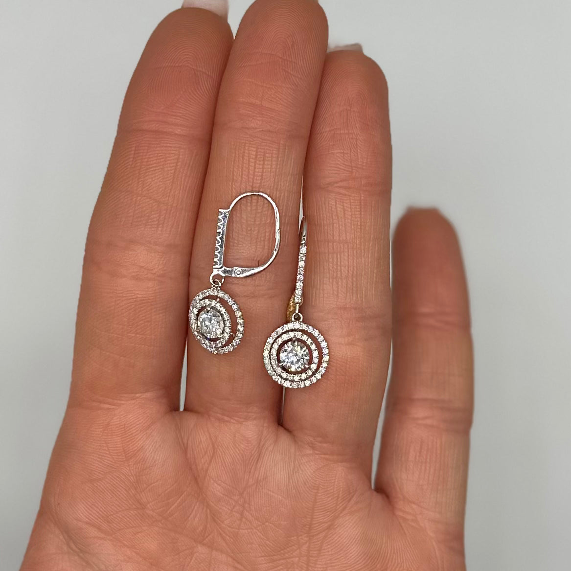 18K White Gold 1.68 Ct Total Diamond Earrings