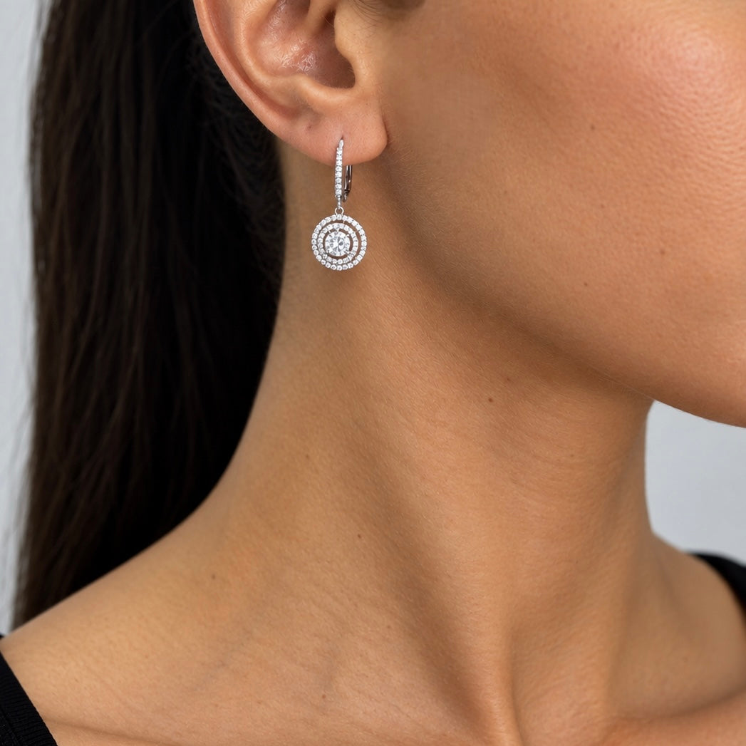 18K White Gold 1.68 Ct Total Diamond Earrings
