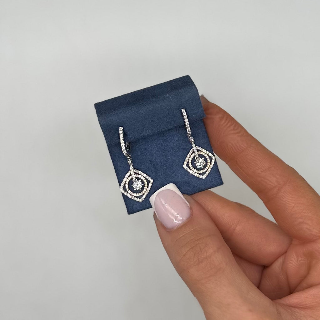 14K Two-Tone White and Rose Gold Diamond Earrings – 0.41 CT