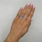 Sapphire and Diamond Flower Ring set in 14kt White Gold SDR050