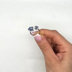 Sapphire and Diamond Flower Ring set in 14kt White Gold SDR050