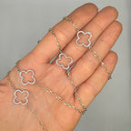 14K Gold White Clover Station Diamond Necklace – Convertible 2-Way Design DN048 GZEJ