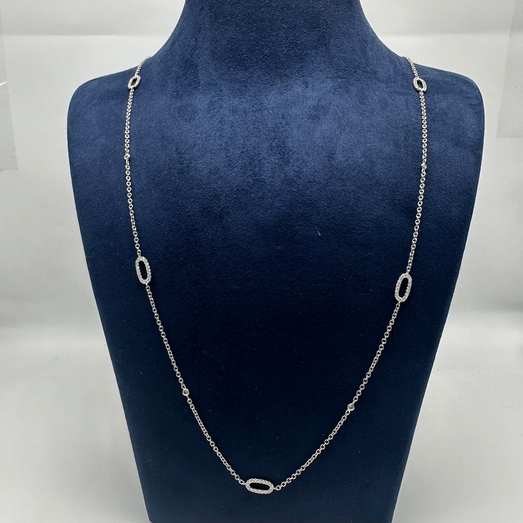 114K White Gold Double-Sided Diamond Station Necklace – 1.90 CT Natural Diamonds | 36 Inch DN0055 GJJJ
