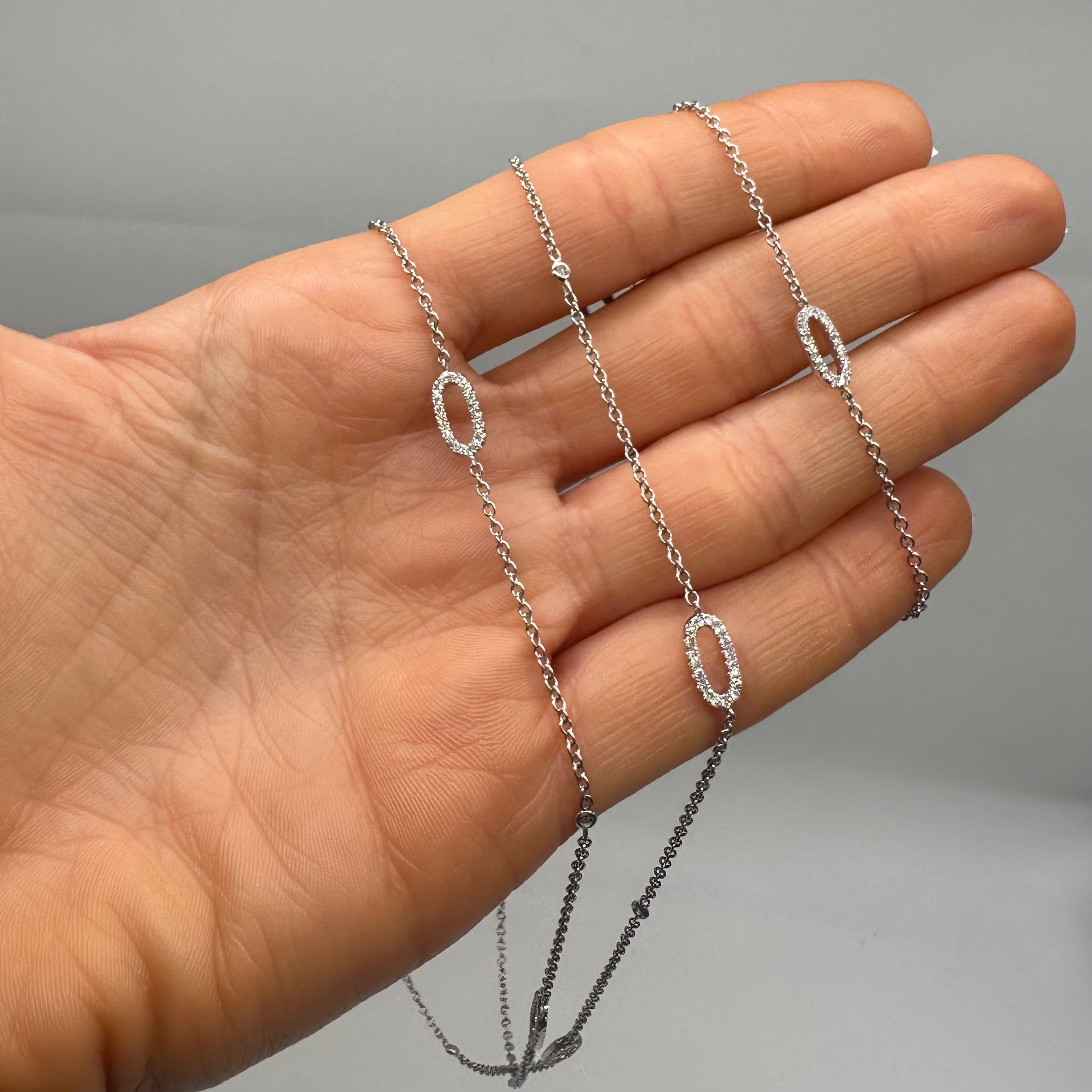 114K White Gold Double-Sided Diamond Station Necklace – 1.90 CT Natural Diamonds | 36 Inch DN0055 GJJJ
