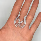14K White Gold 2.00 CT Diamond Double Teardrop Earrings