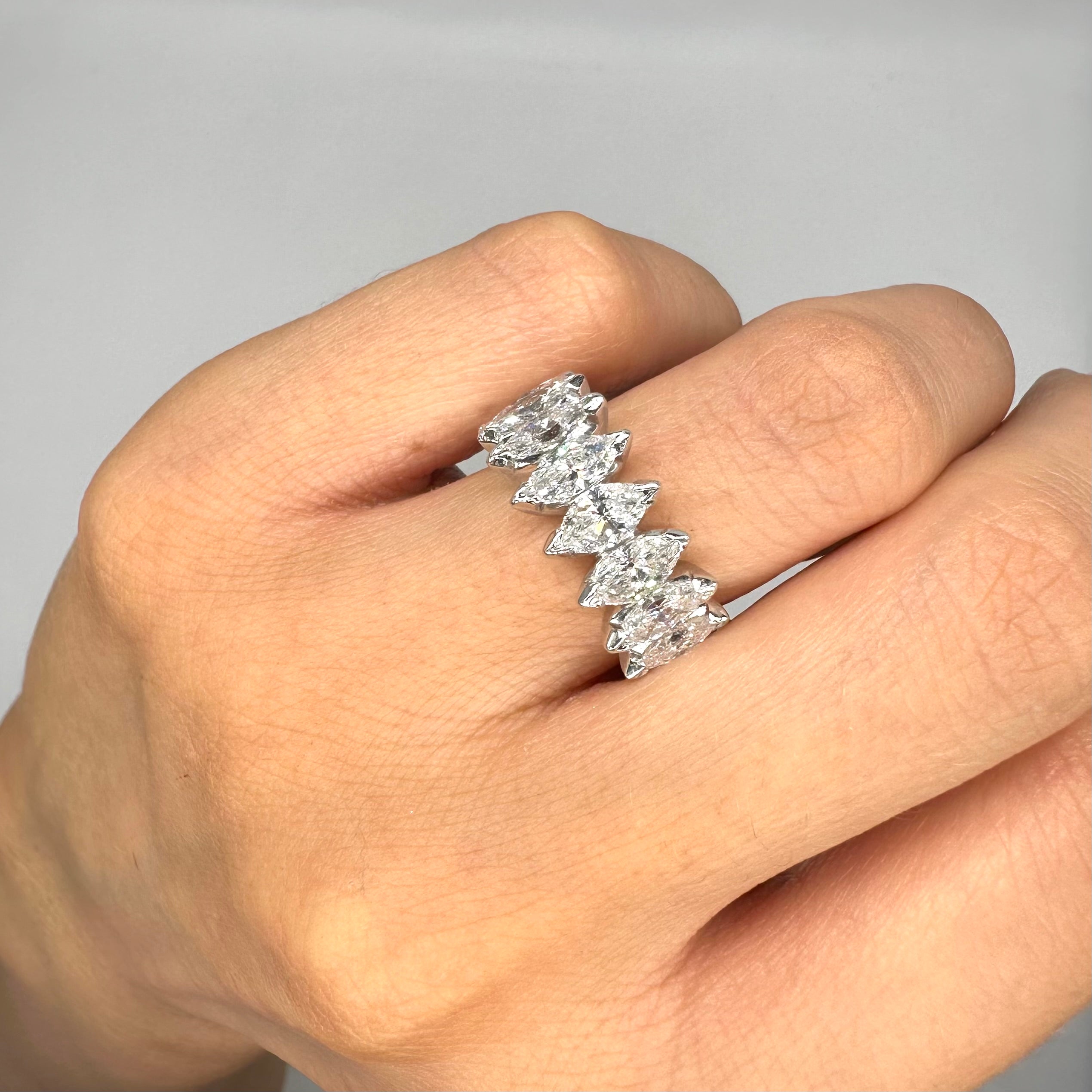 6.50ct Marquise Diamond Eternity Band Platinum Ring WB256 TTJJ