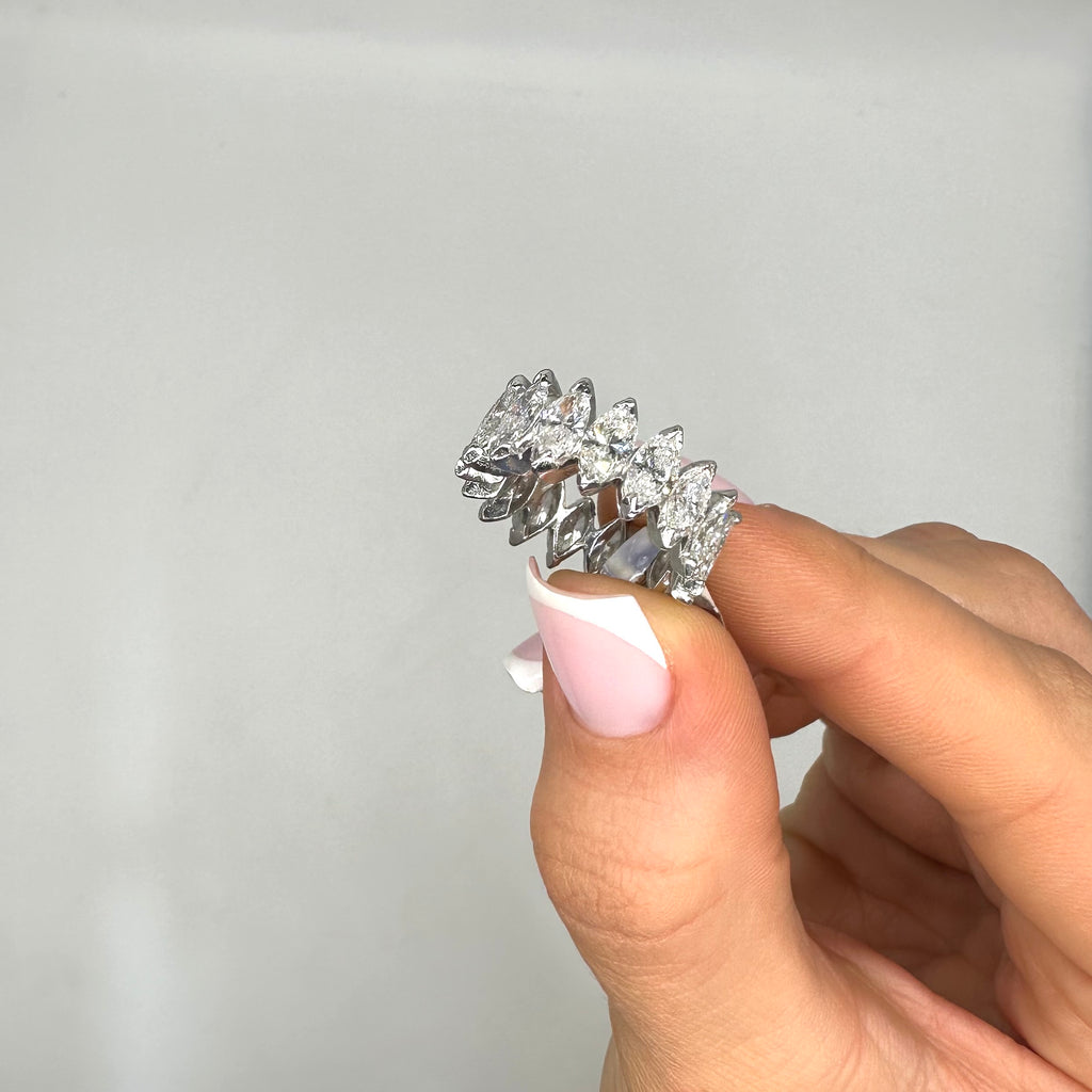6.50ct Marquise Diamond Eternity Band Platinum Ring WB256 TTJJ