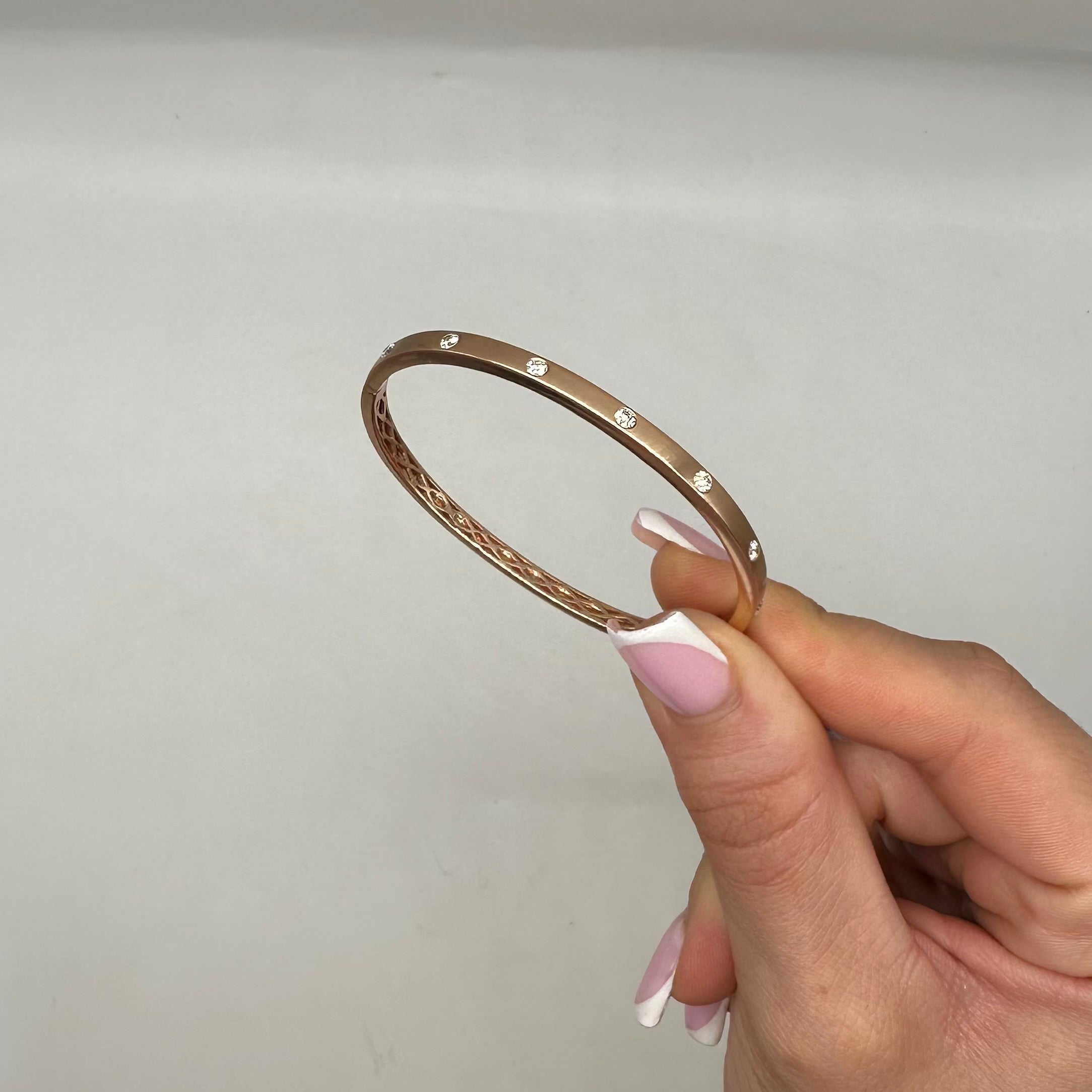 14K Rose Gold Diamond Bangle Bracelet PJB4703