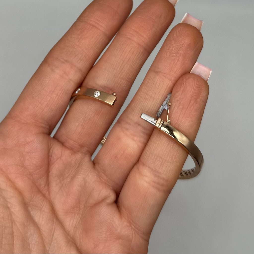 14K Rose Gold Diamond Bangle Bracelet PJB4703