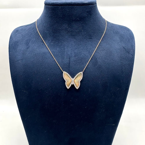 0.56CT Diamond Butterfly Pendant Necklace KVN00302
