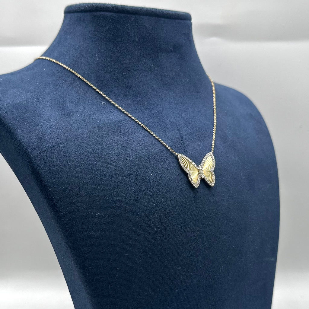 0.56CT Diamond Butterfly Pendant Necklace KVN00302