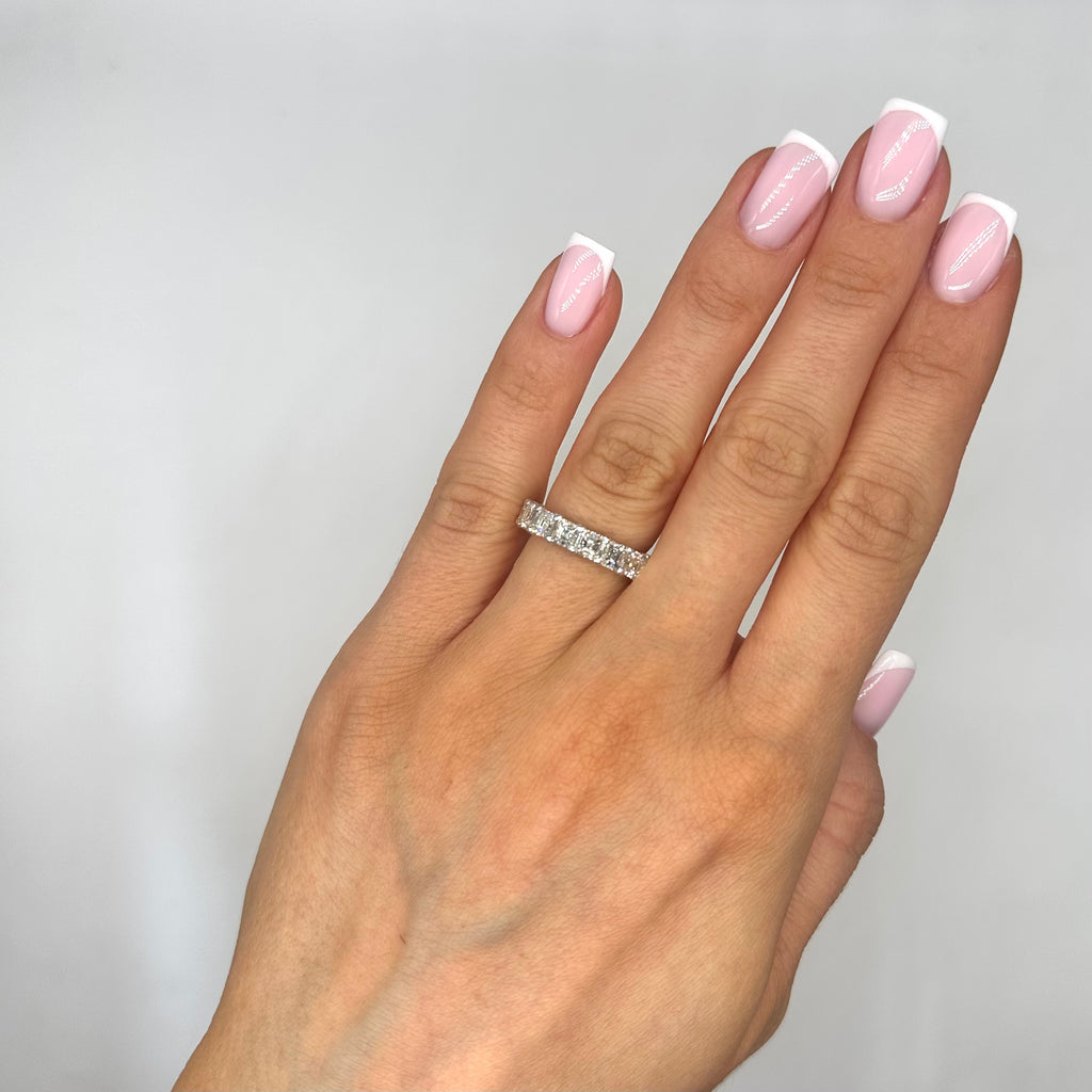 18K White Gold 5.51CT Asscher Cut Diamond Eternity Band Ring DWB005 TSTJ