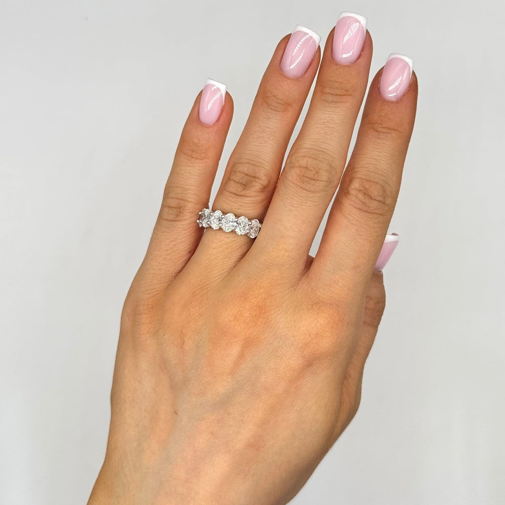 14K White Gold Oval Diamond Eternity Band Ring – 7.95CT WB180 IN,JJJ