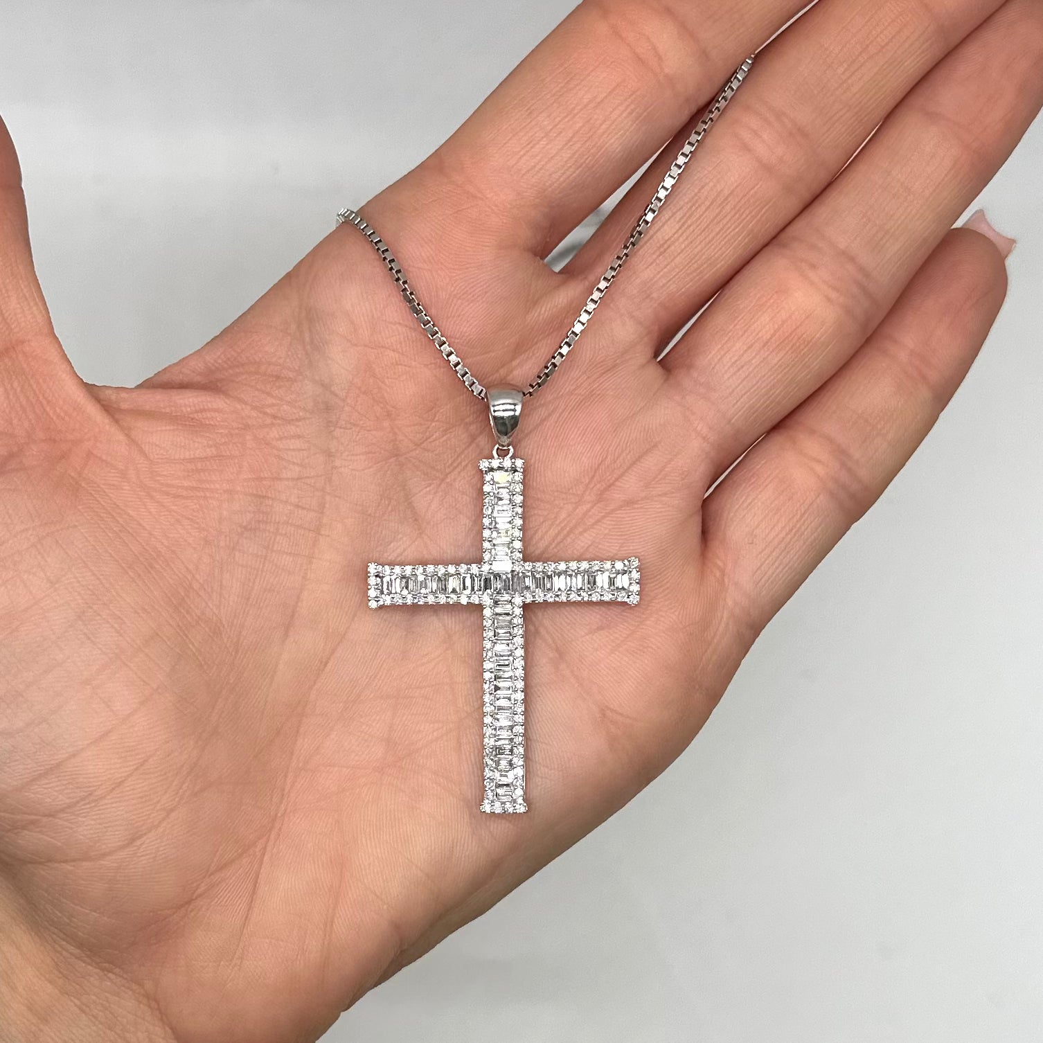 14K White Gold 2.05 CT Diamond Cross Pendant Necklace PJP19242 GTT