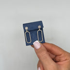 14K Yellow Gold 1.20 CT Diamond Open Rectangle Earrings