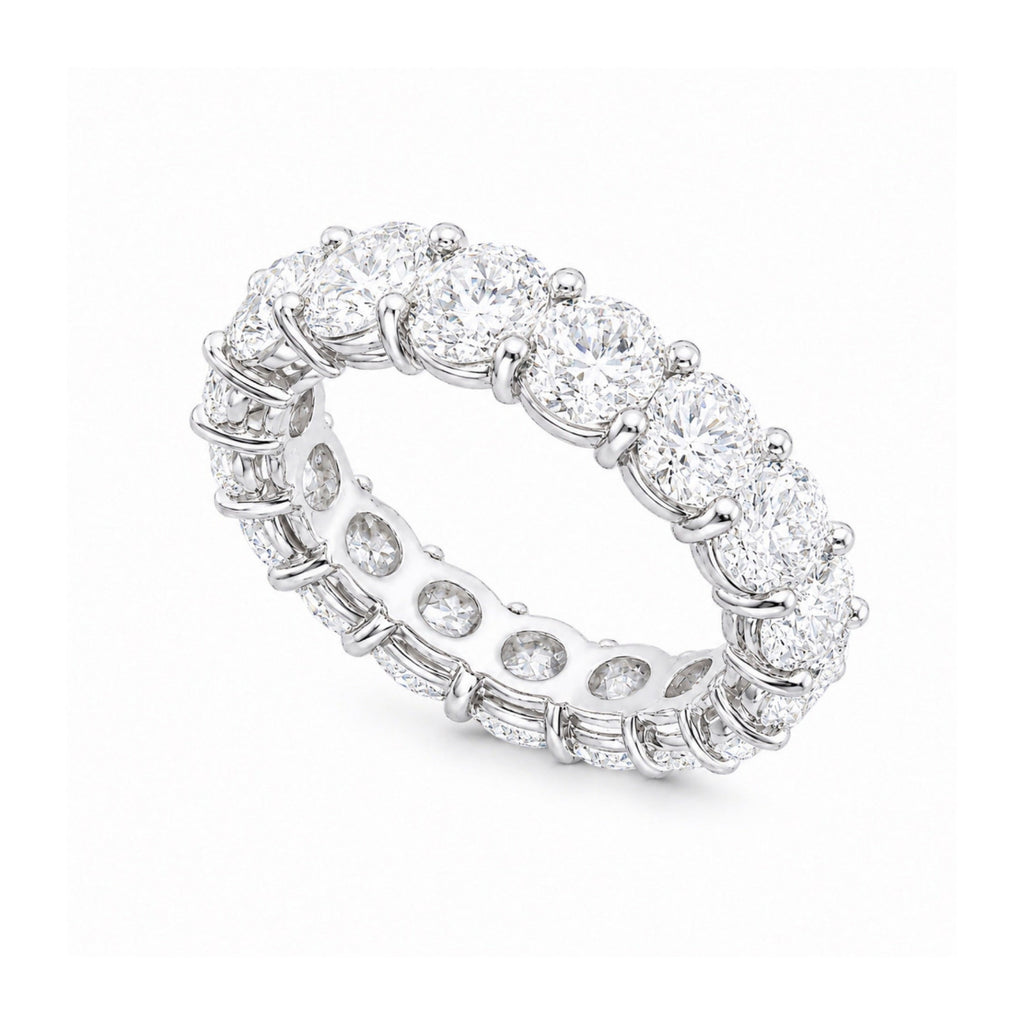 14K White Gold Round Diamond Eternity Band Ring – 6.59CT WB027 IIJJJ