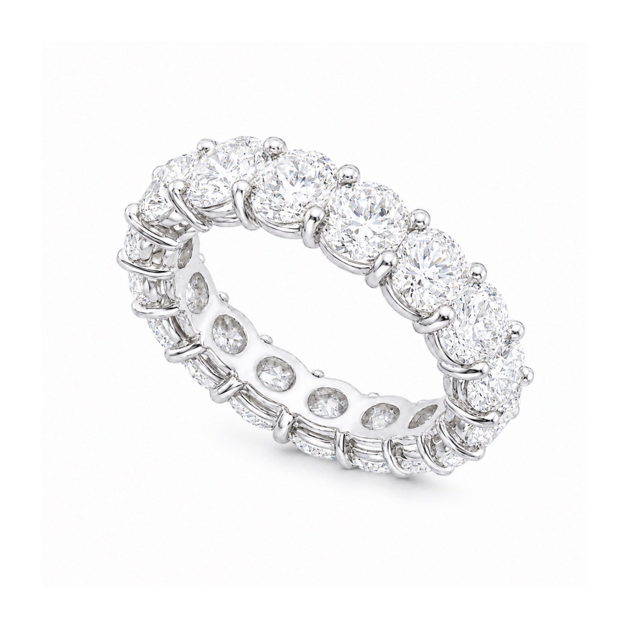 14K White Gold Round Diamond Eternity Band Ring – 6.59CT WB027 IIJJJ
