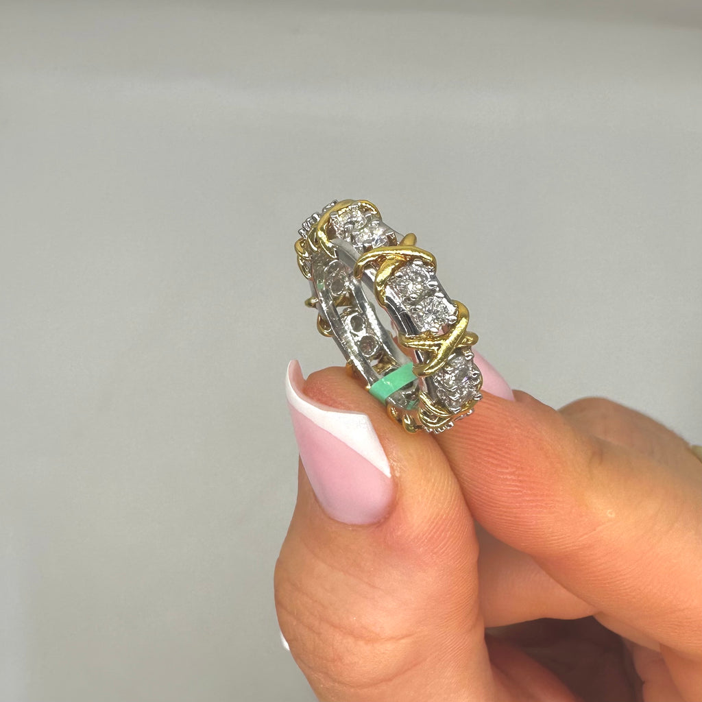 Platinum & 18K Yellow Gold Round Diamond Wedding Band – 1.40 CT WB0124 IESJ