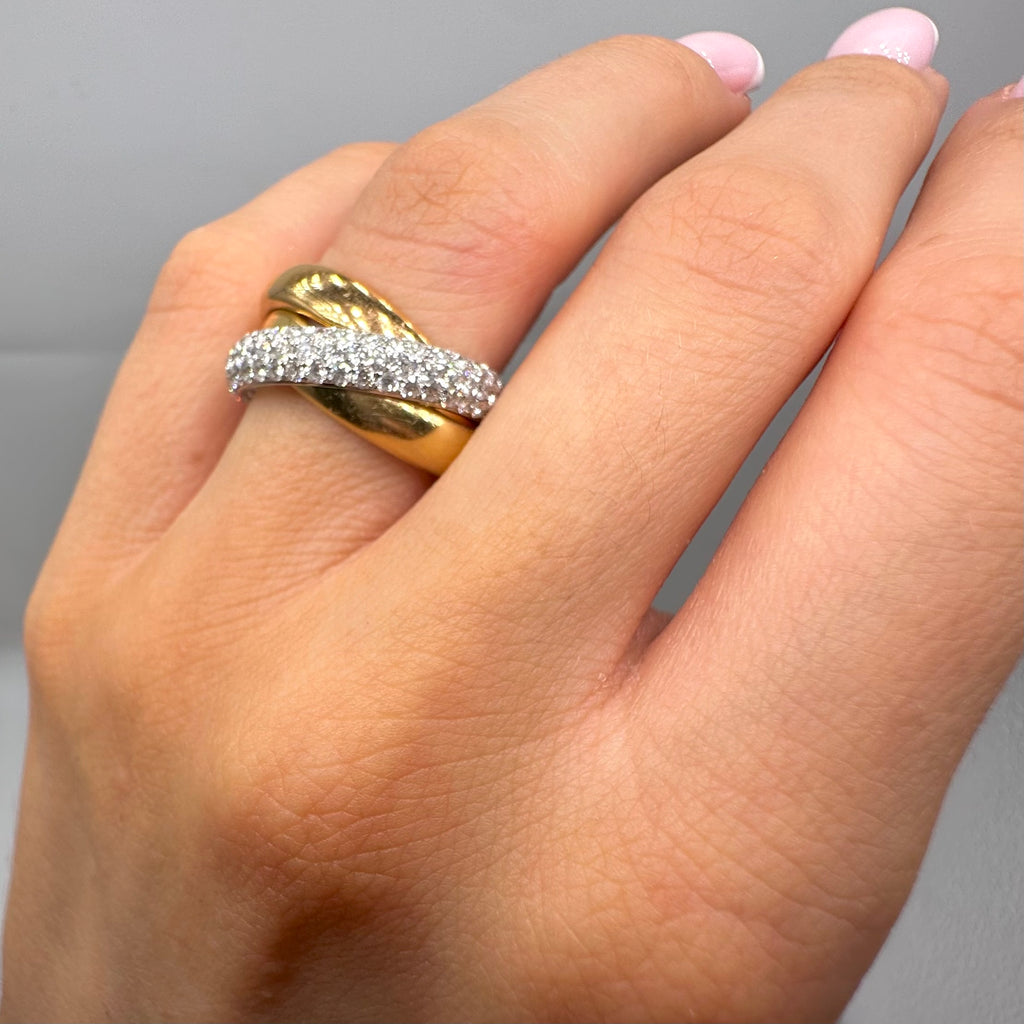 18K White & Yellow Gold 2.20 CT Diamond Pavé Wedding Band WB012 GNTJ