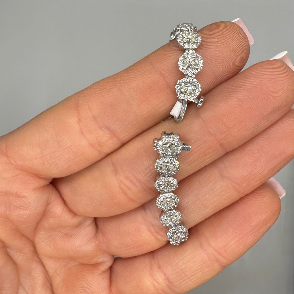 14K White Gold 7.00ct Oval Diamond Halo Bracelet – 7.00CT DB133 AIJJ