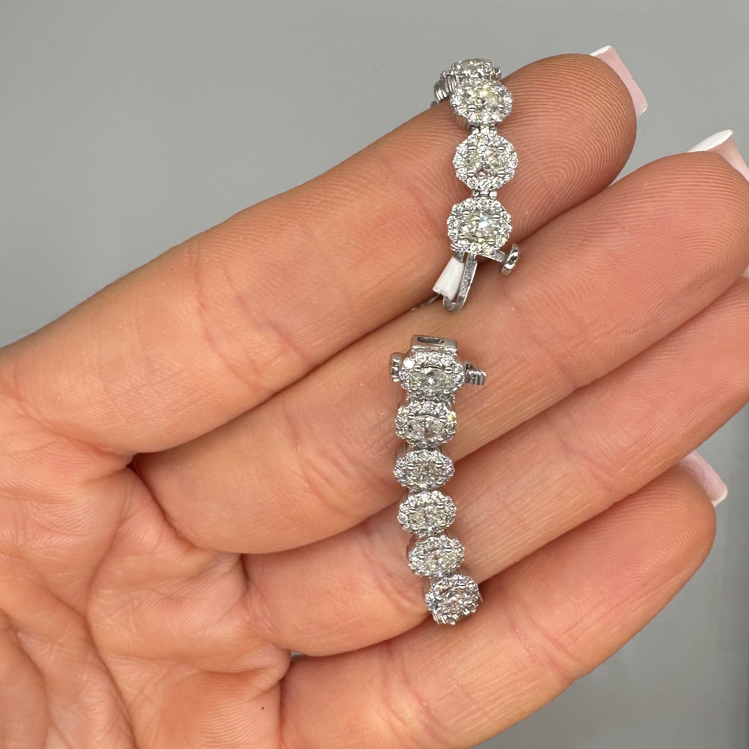 14K White Gold 7.00ct Oval Diamond Halo Bracelet – 7.00CT DB133 AIJJ