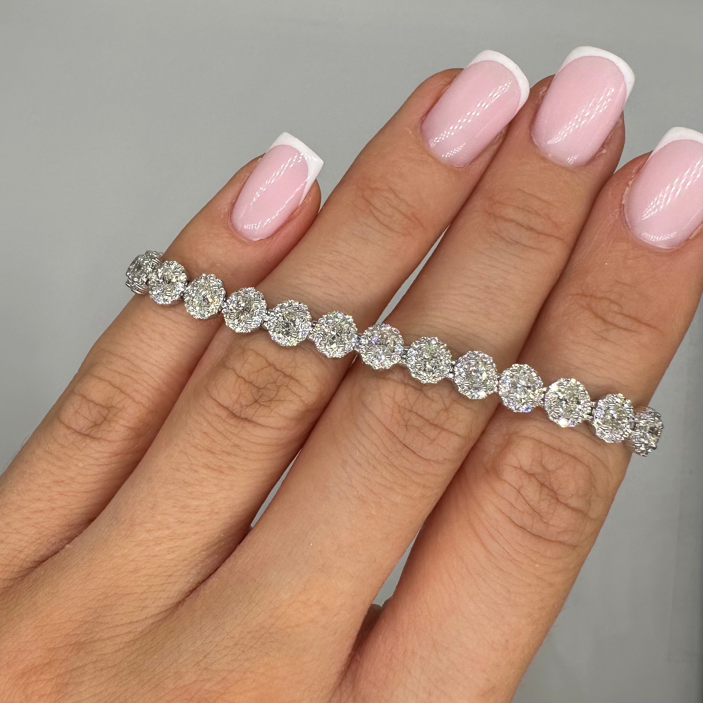 14K White Gold 7.00ct Oval Diamond Halo Bracelet – 7.00CT DB133 AIJJ