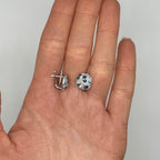 14K White Gold 2.48 Ct Blue Topaz &  0.37 Ct Diamond Earrings