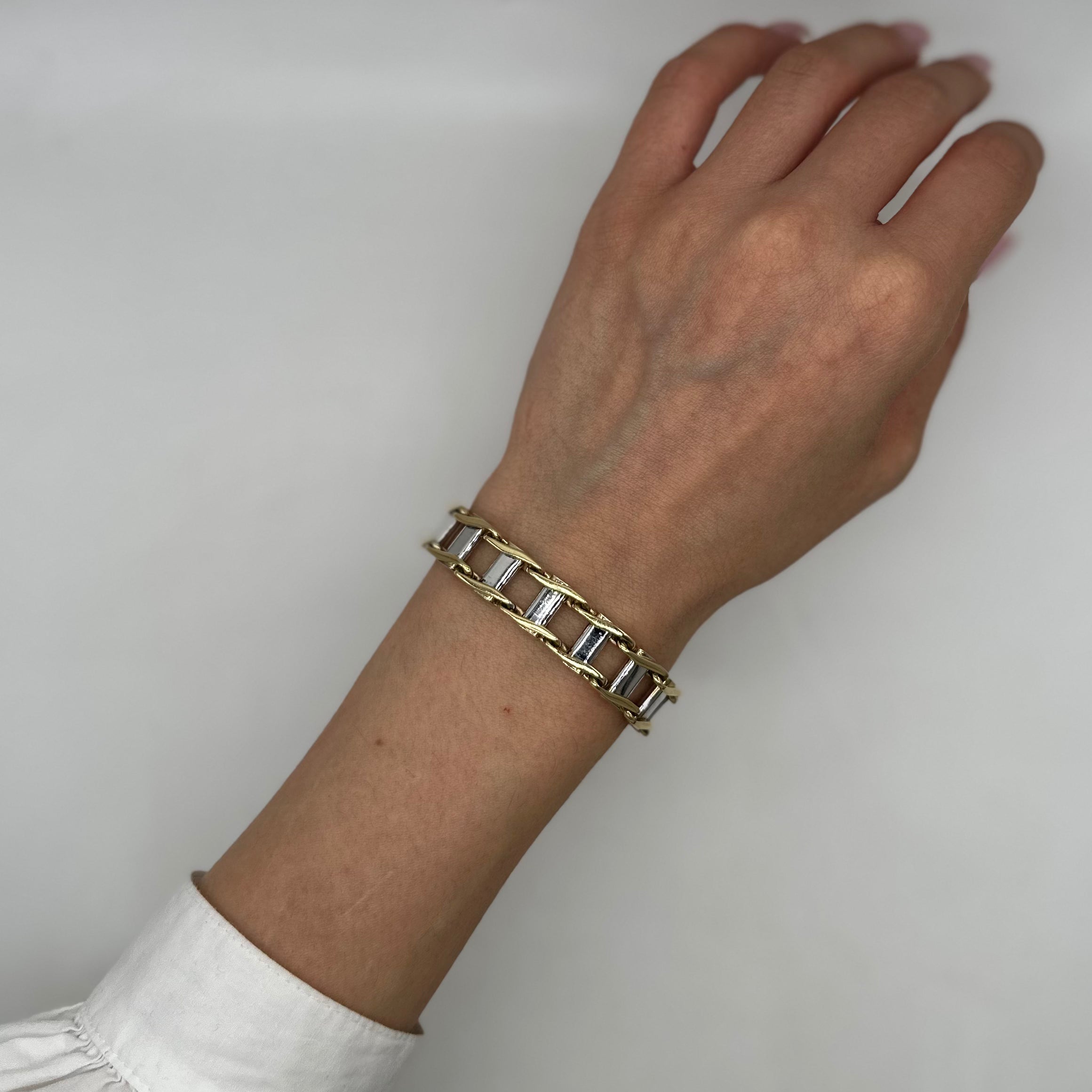 14KT Two-Tone Solid Gold Men’s Bracelet – 8.5 Inches, 52.1g  YGBR03 ITNJ