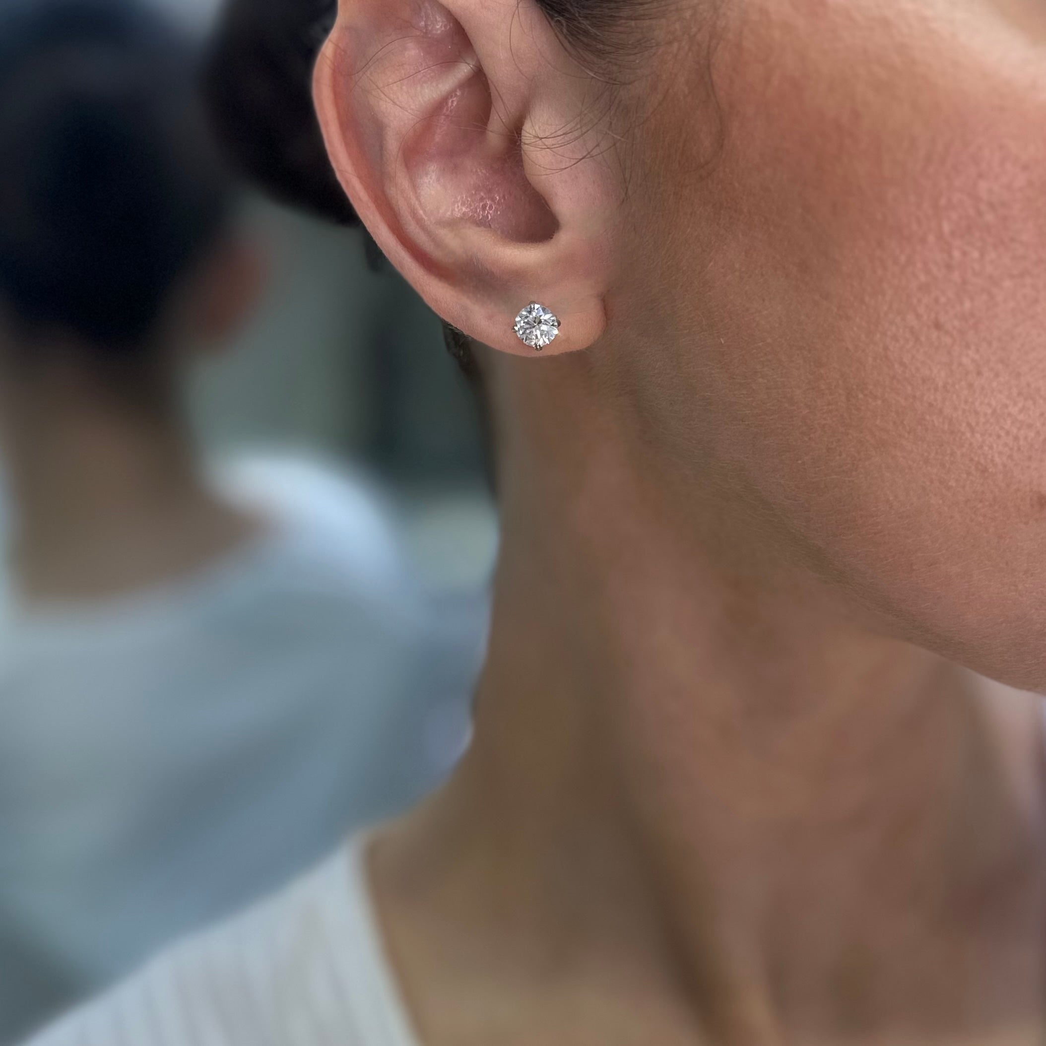 14K White Gold Stud Earrings with 2.00 CT Total Lab-Grown Diamonds TTJ