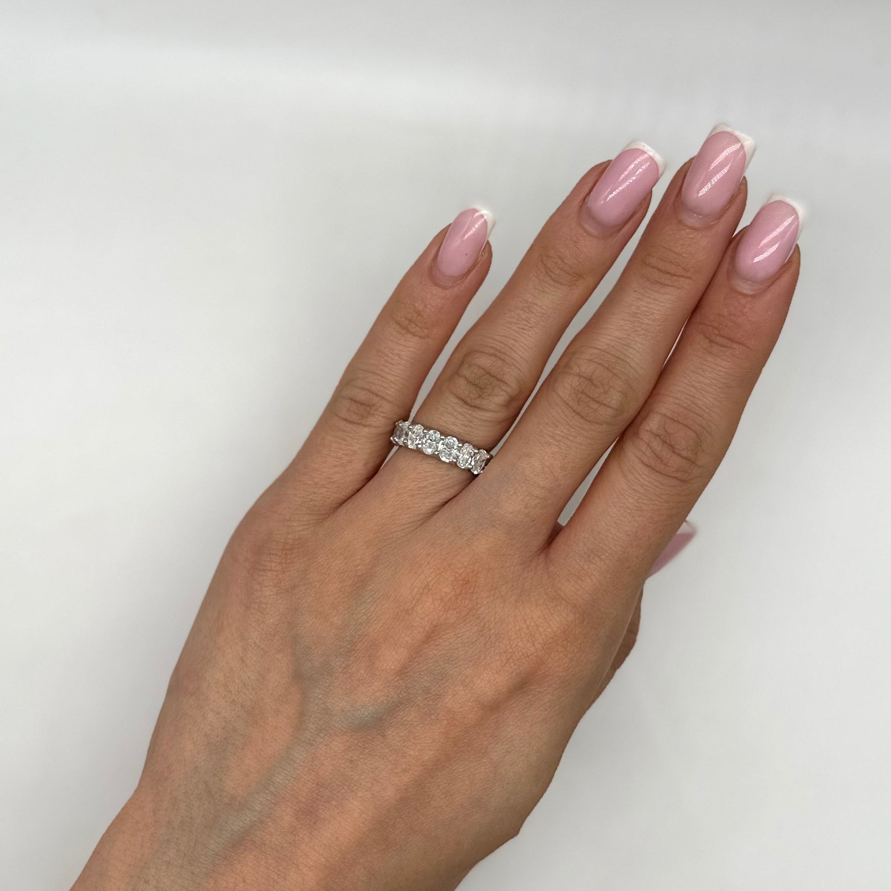 14K White Gold Oval Cut 4.51ct Lab Diamond Eternity Band WB588, IGJJ