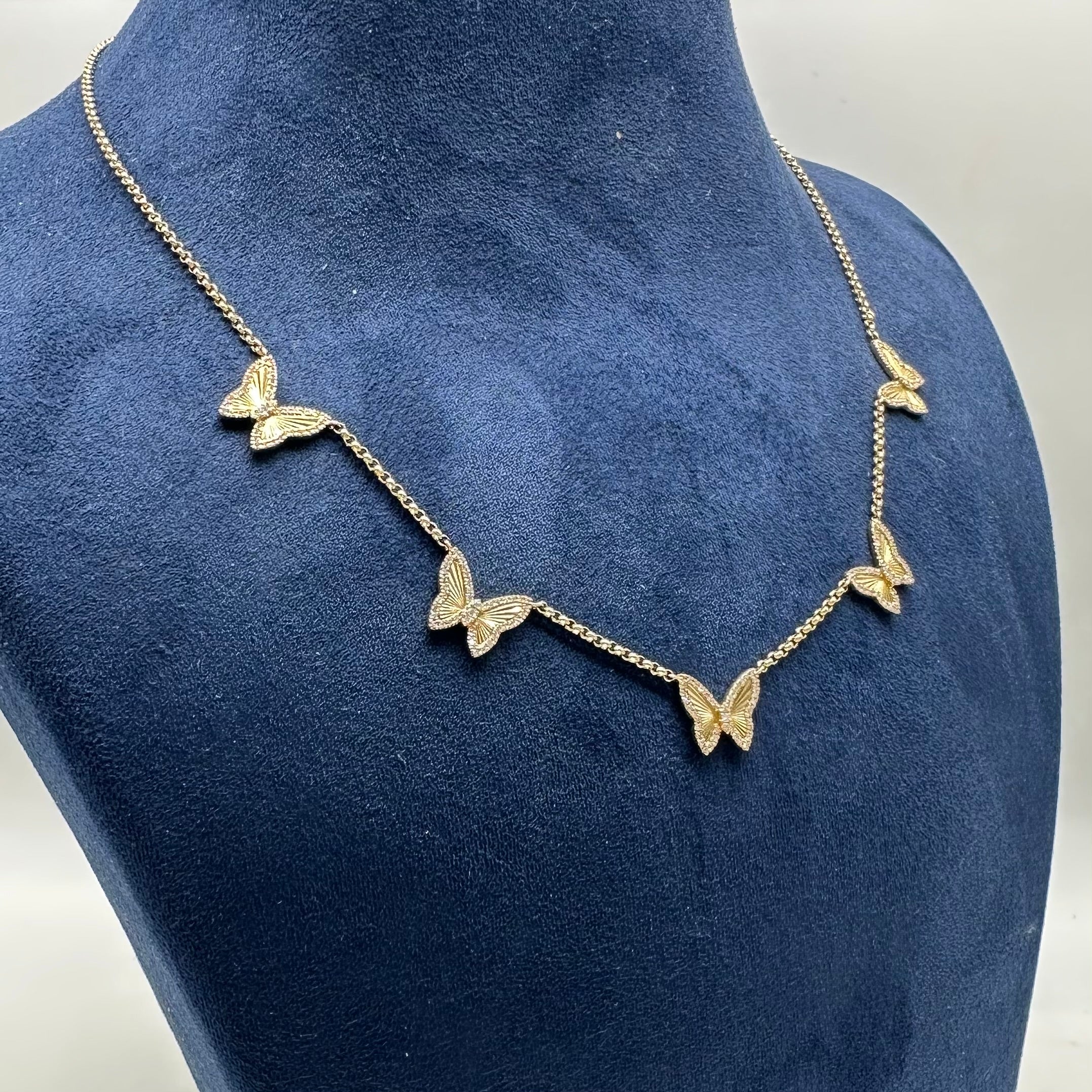 14K Yellow Gold Butterfly Necklace with 0.49 CT Total Diamonds KVN00311