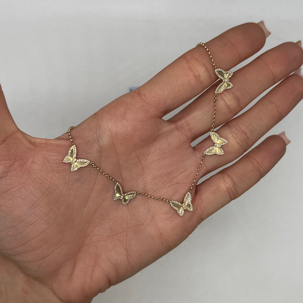 14K Yellow Gold Butterfly Necklace with 0.49 CT Total Diamonds KVN00311