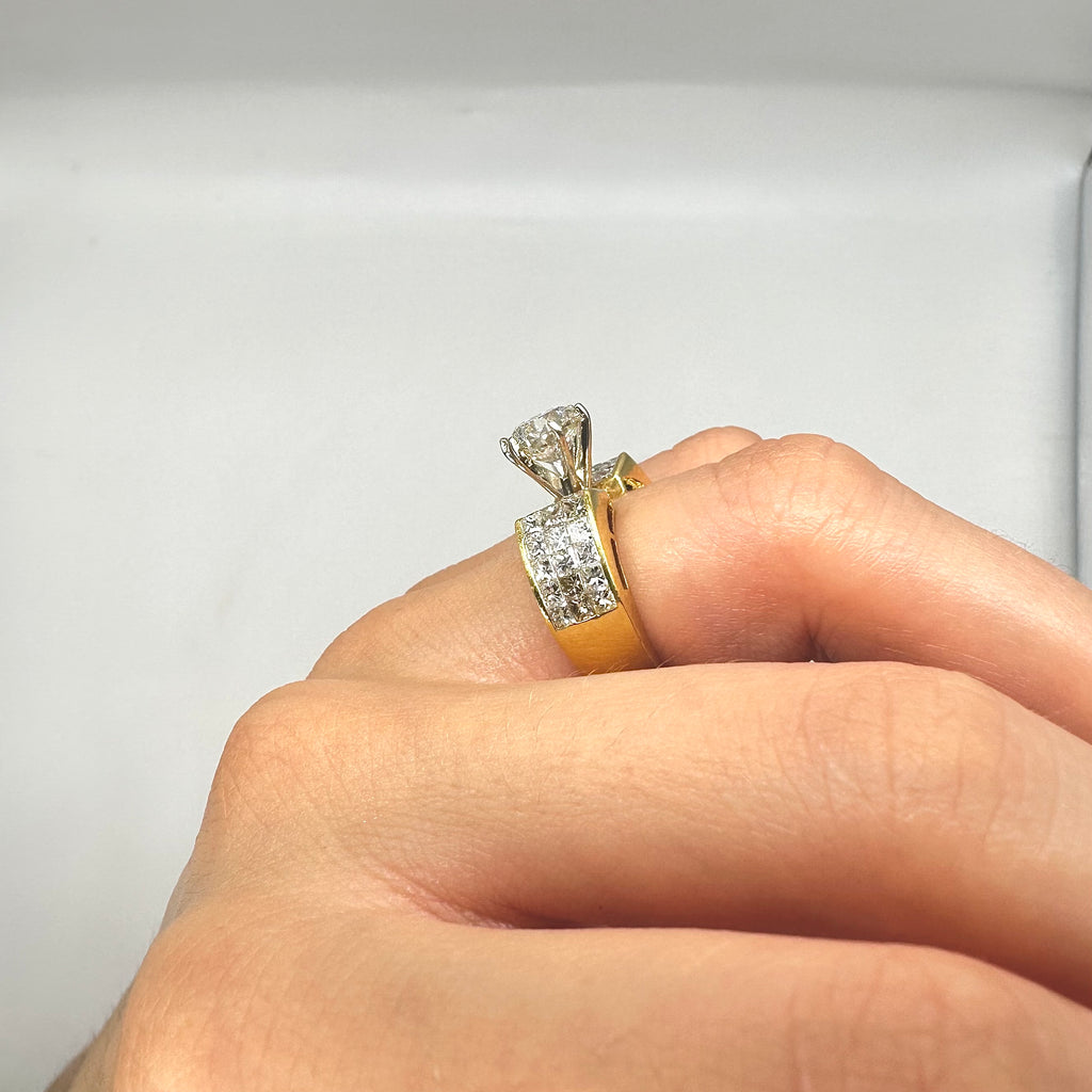 18K Yellow Gold 4.55CT Diamond Ring – 2.00CT Center Diamond RDER103 ISJJ TJJJ