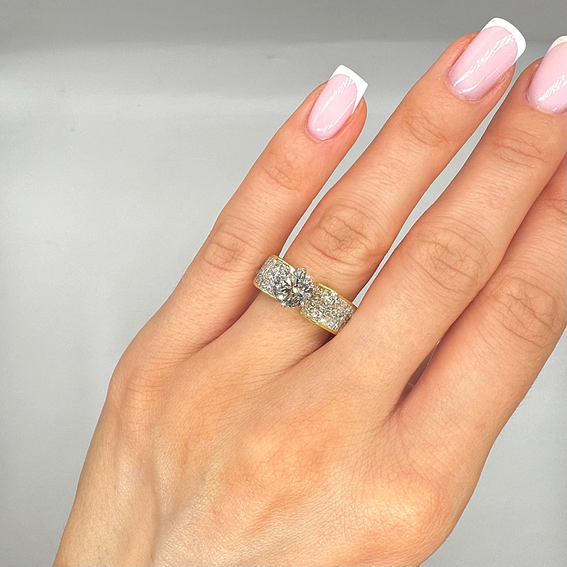 18K Yellow Gold 4.55CT Diamond Ring – 2.00CT Center Diamond RDER103 ISJJ TJJJ