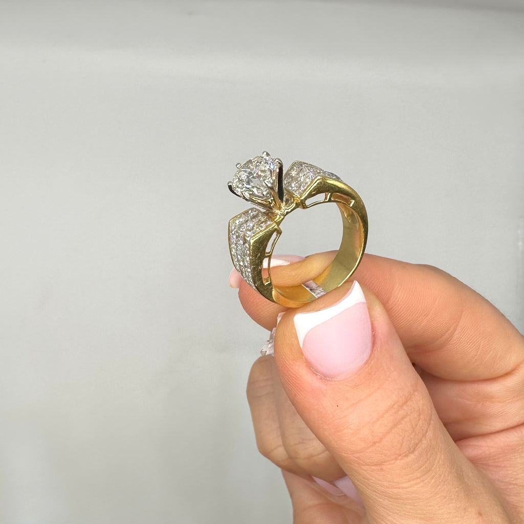 18K Yellow Gold 4.55CT Diamond Ring – 2.00CT Center Diamond RDER103 ISJJ TJJJ