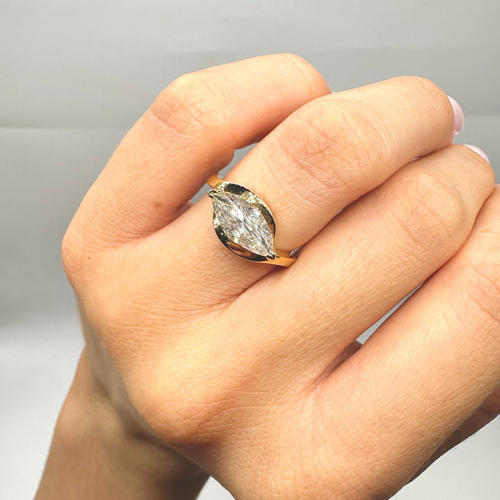 18K Yellow Gold 1.82CT Marquise Diamond Ring DR091 GLJJ