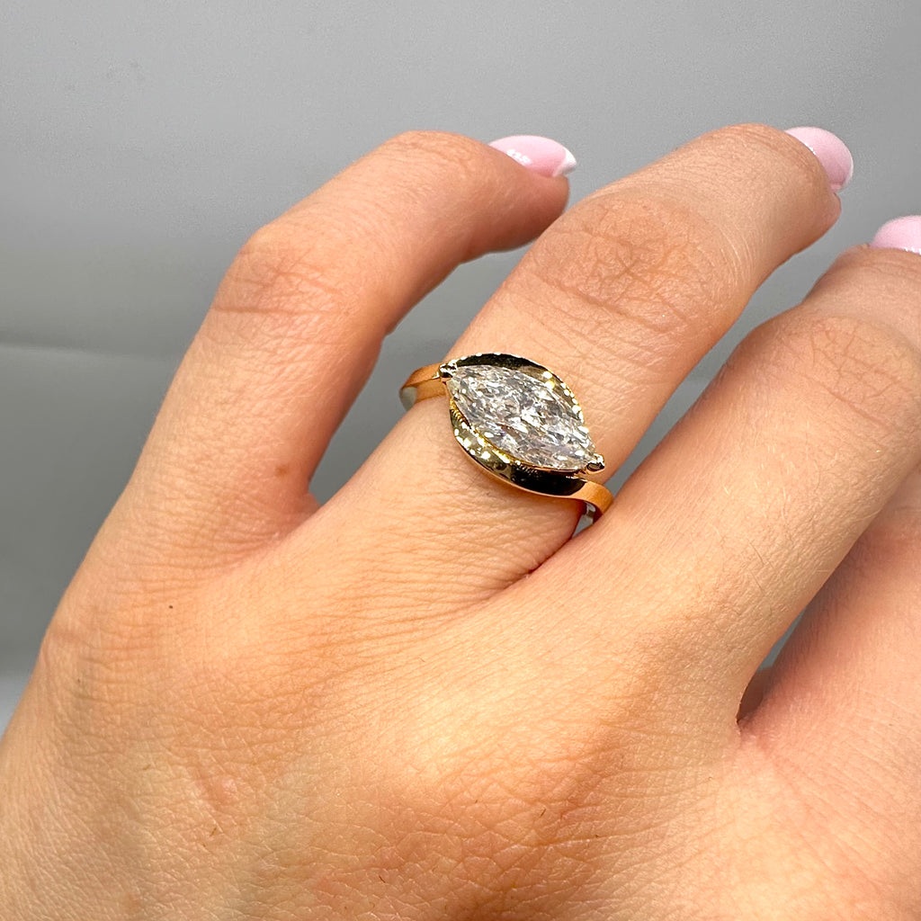 18K Yellow Gold 1.82CT Marquise Diamond Ring DR091 GLJJ