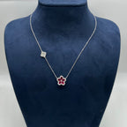 18KT White Gold Ruby & Diamond Necklace RDN005 IIJE