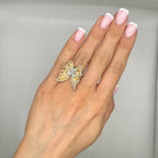 18K Yellow Gold Diamond Butterfly Ring – 1.65CT Total Diamonds IZJJ