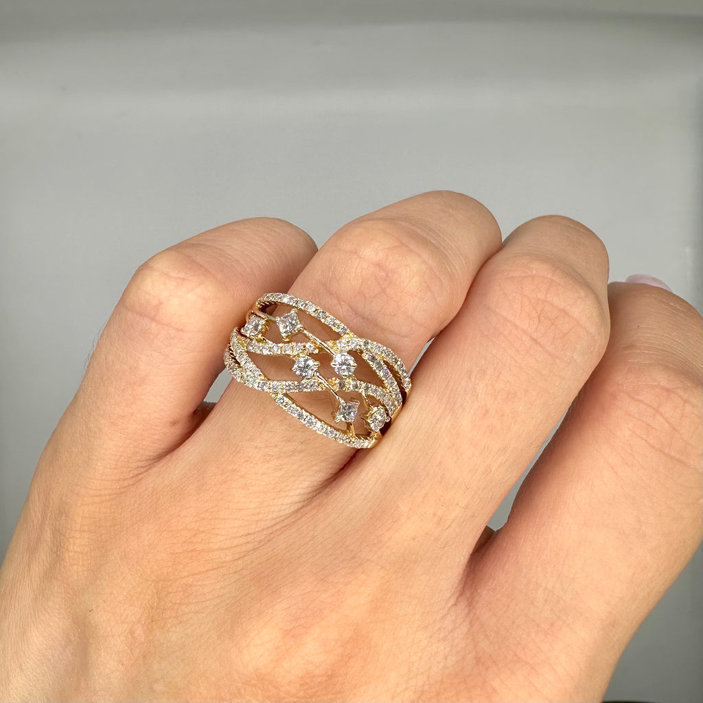 14K Yellow Gold 1.10CT Diamond Ring DR049 LJJ