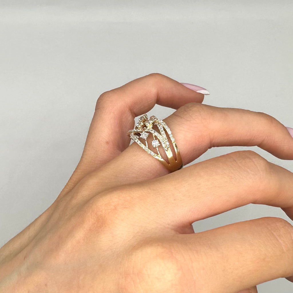 14K Yellow Gold 1.10CT Diamond Ring DR049 LJJ