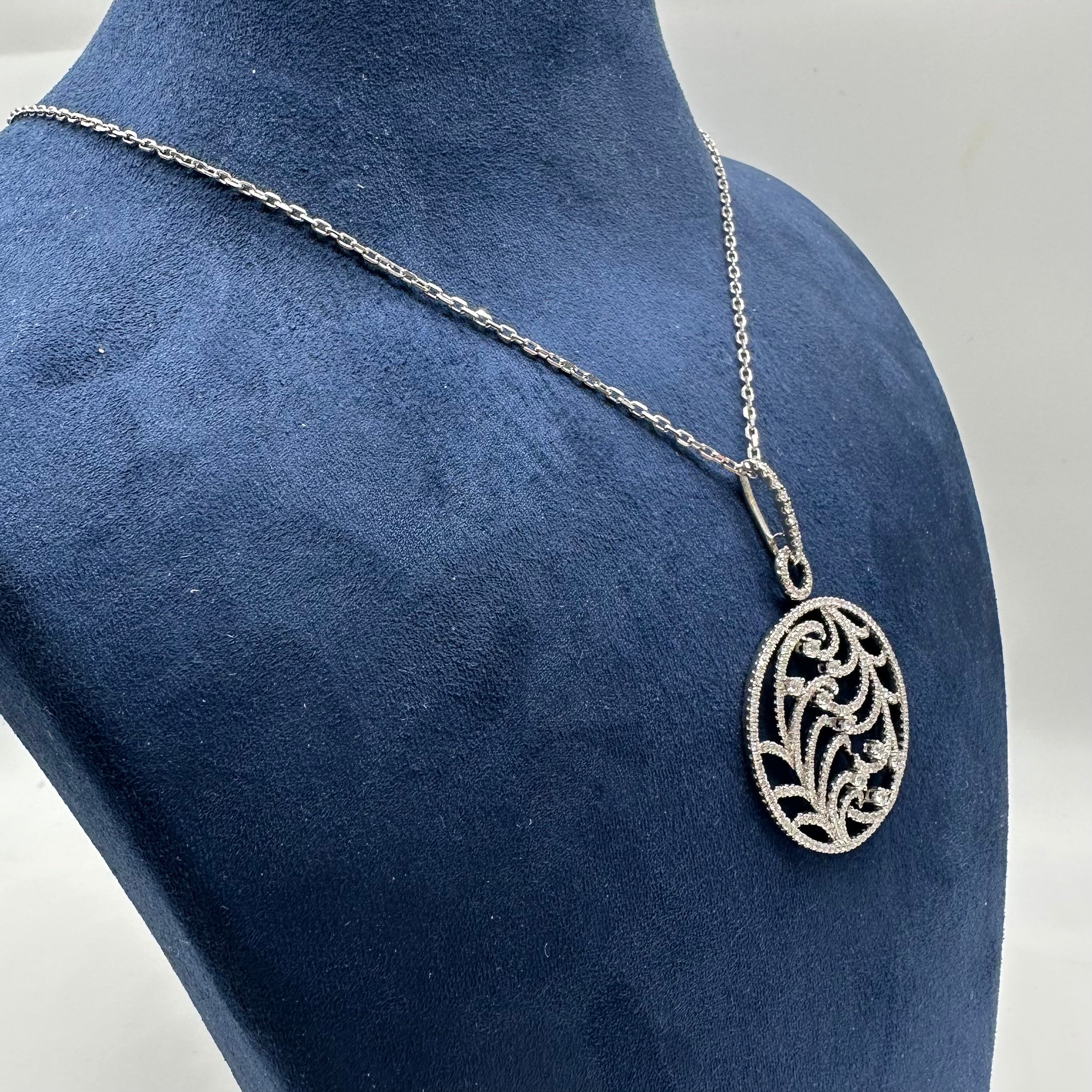 18K White Gold 2.16 CT Round Diamond Pendant Necklace DP105 IZJJ