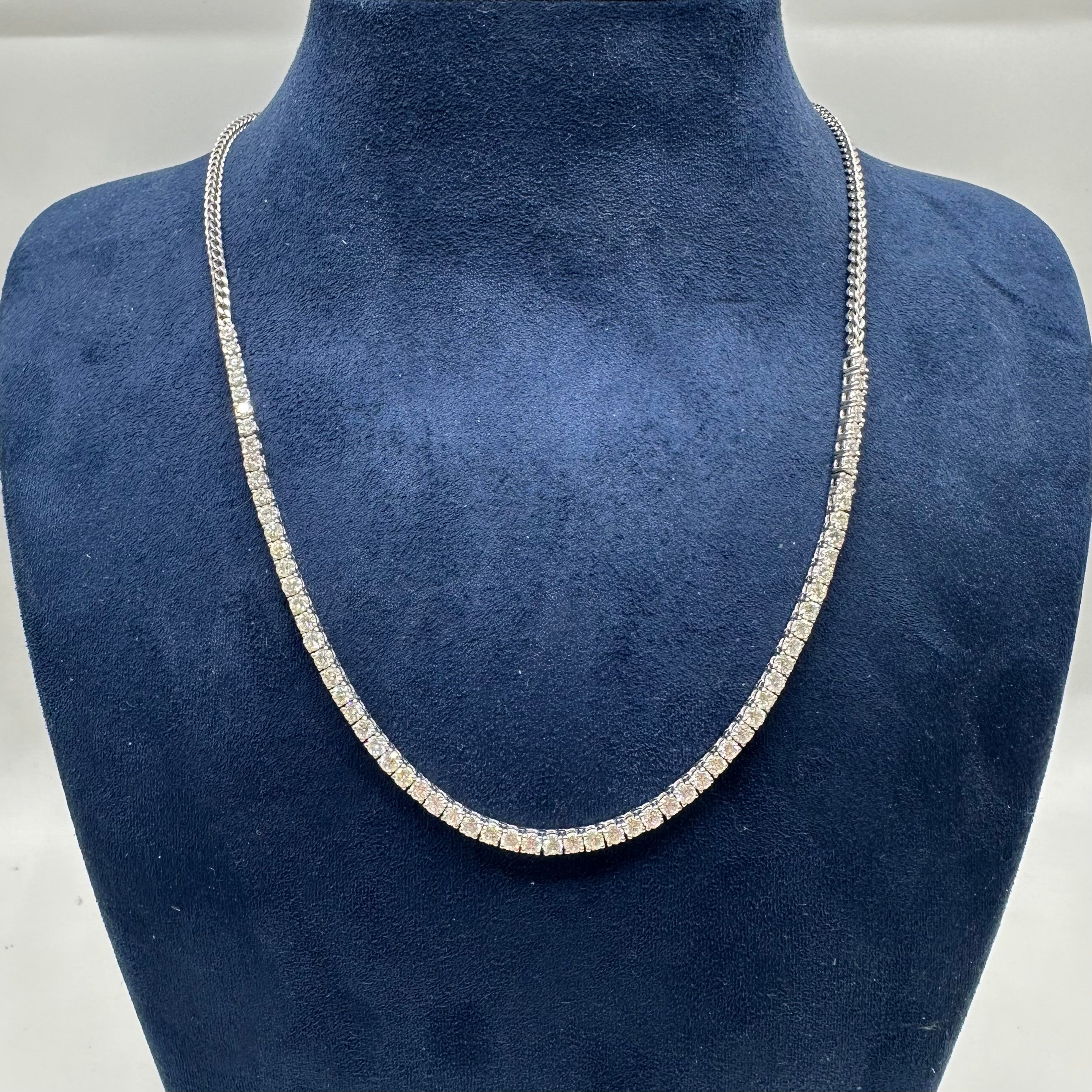 14K White Gold 4.28 CT Diamond Halfway Tennis Necklace DN0059 NJJJ