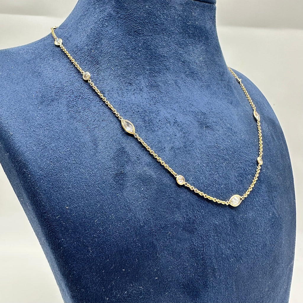 14K Yellow Gold 3.30 CT Diamond Necklace – 16” DN0032 GNJJ