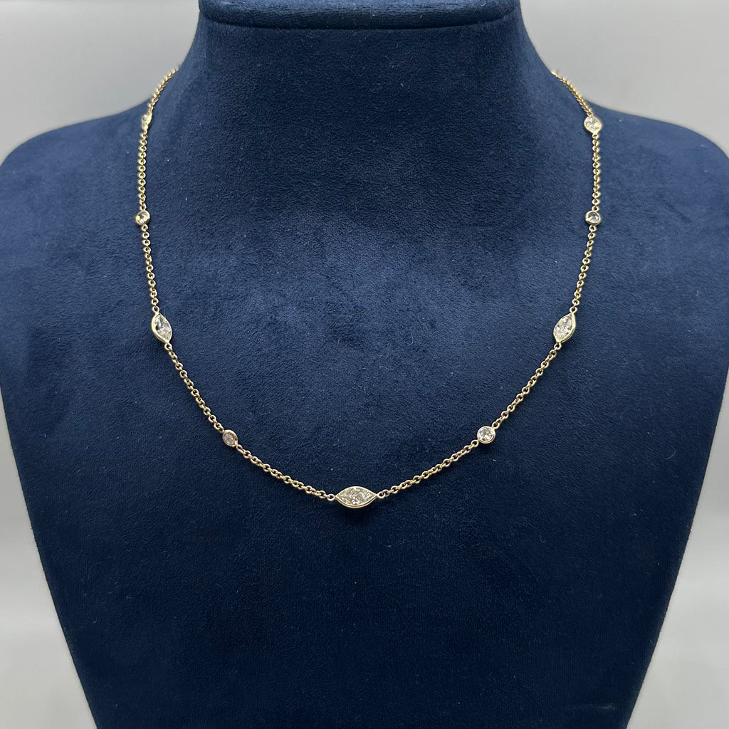 14K Yellow Gold 3.30 CT Diamond Necklace – 16” DN0032 GNJJ