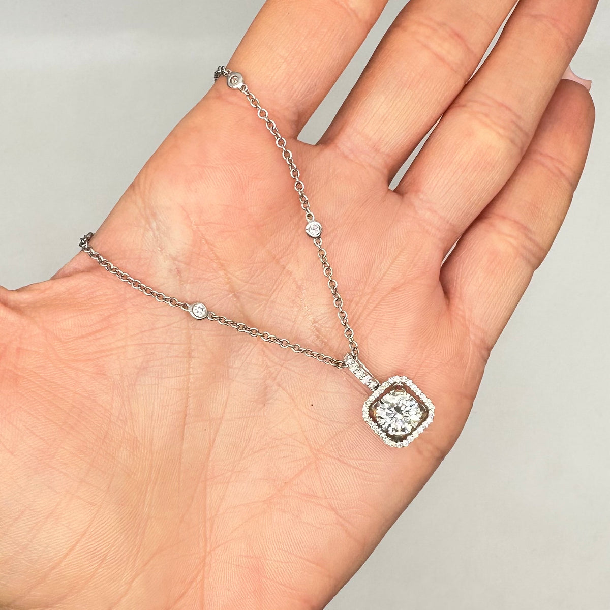 14k White Gold 2.03 CT Lab-Grown Diamond Pendant Necklace – G VS1 DP070, ITJJ